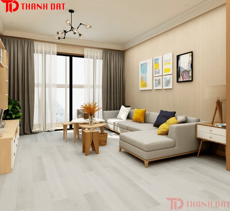 Kết hợp với màu vàng tạo cảm giác ấm áp cho căn phòng